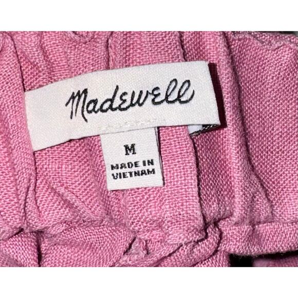 Madewell Pink Linen High Waisted Shorts Flat Front Stretch Pull on Women's M - Picture 7 of 8